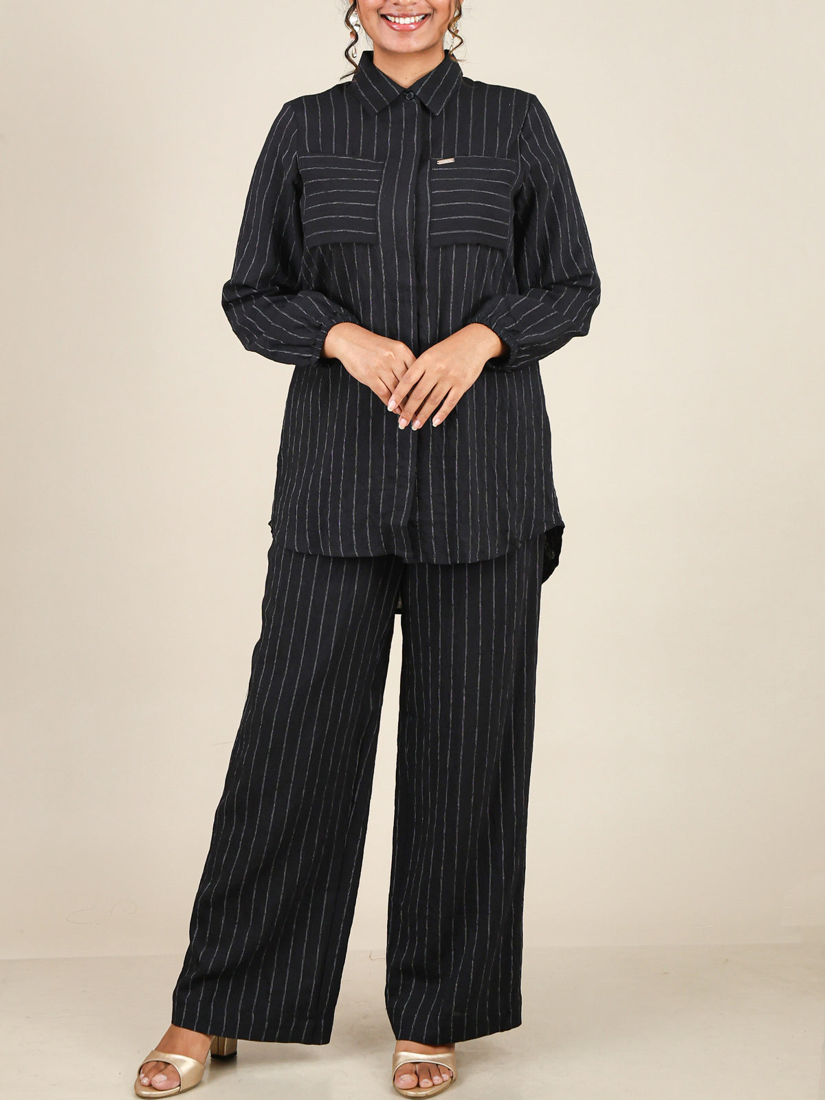 Arielle Black Pinstripe Co-Ord Set