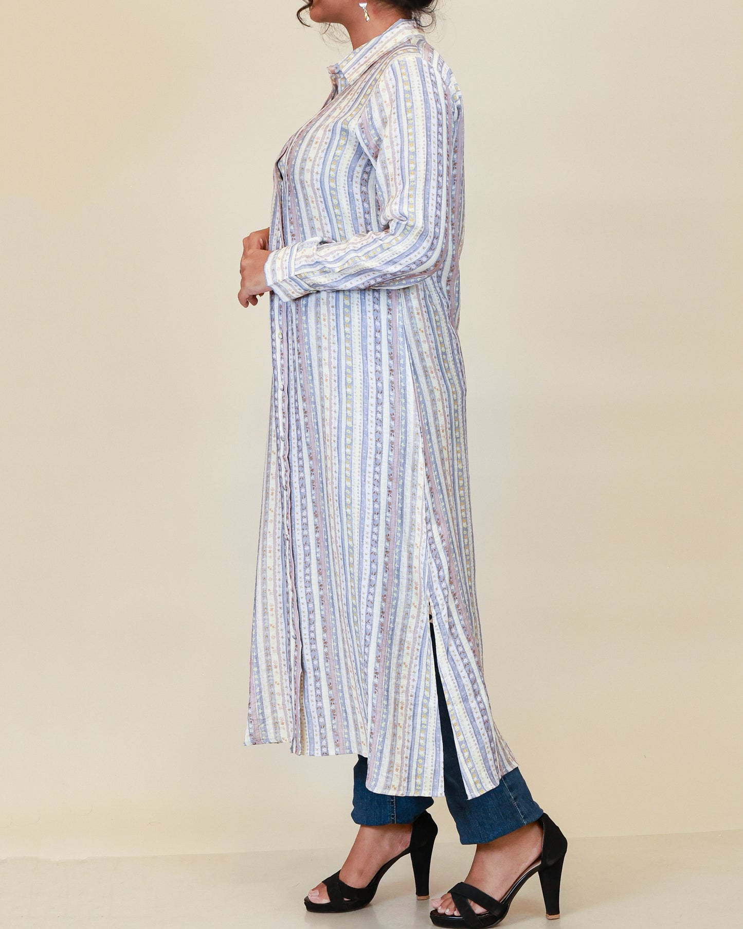 Mist Blue Stripe Shirt Dress