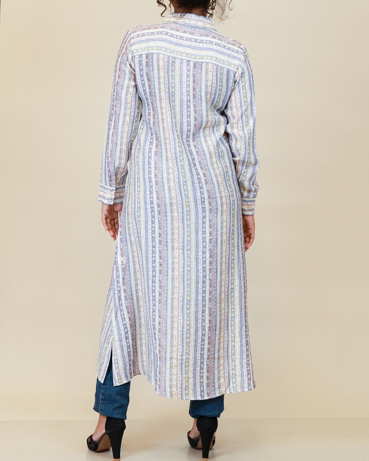 Mist Blue Stripe Shirt Dress