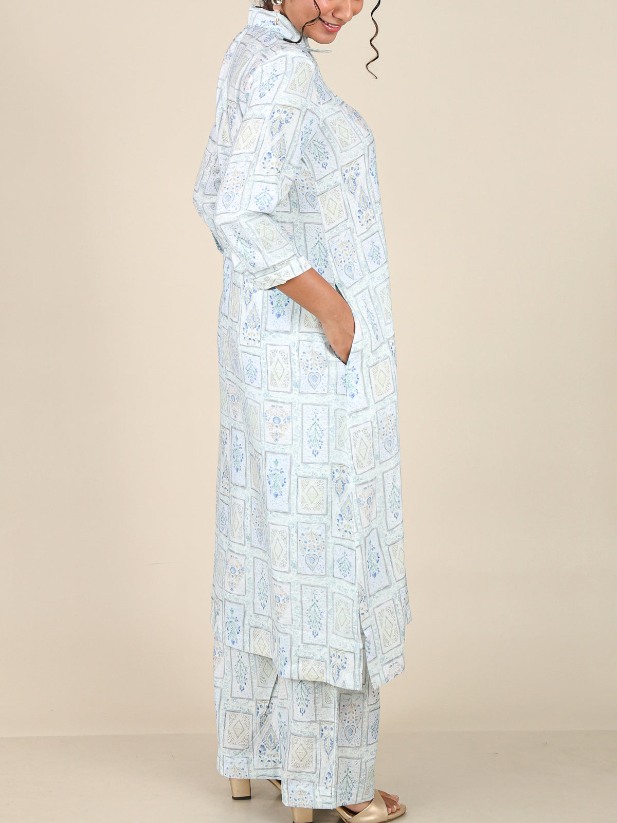 Aurette Ice Blue Mosaic Print Co-Ord Set