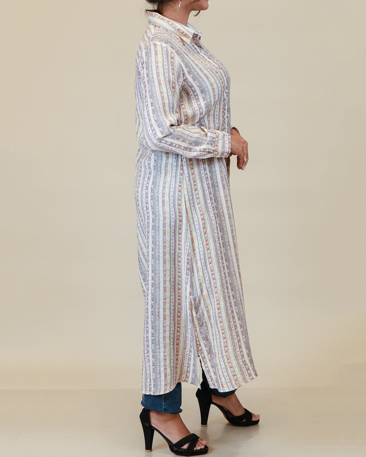 Mist Lilac Stripe Shirt Dress
