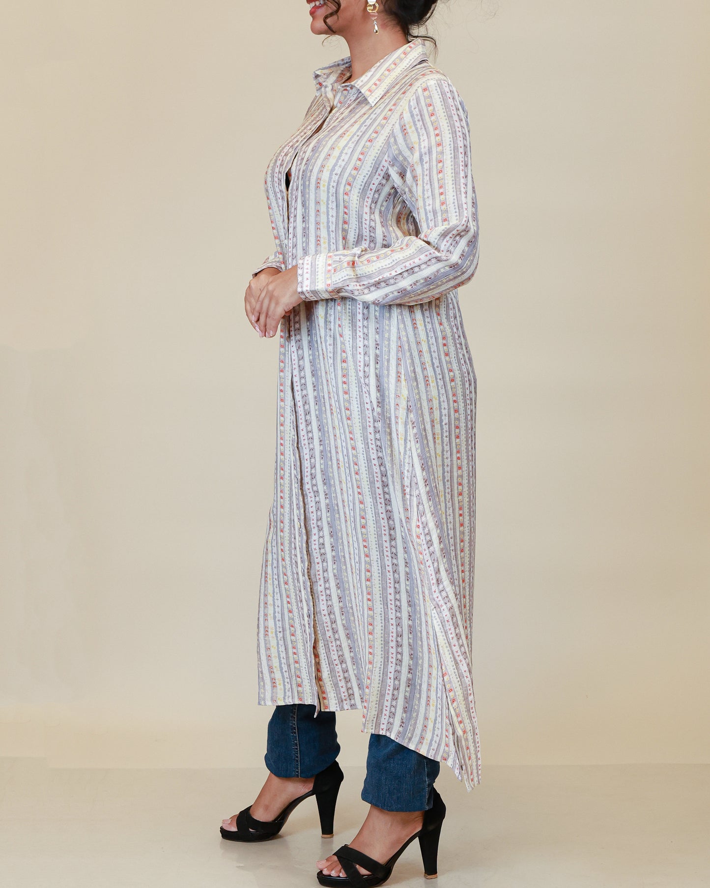 Mist Lilac Stripe Shirt Dress