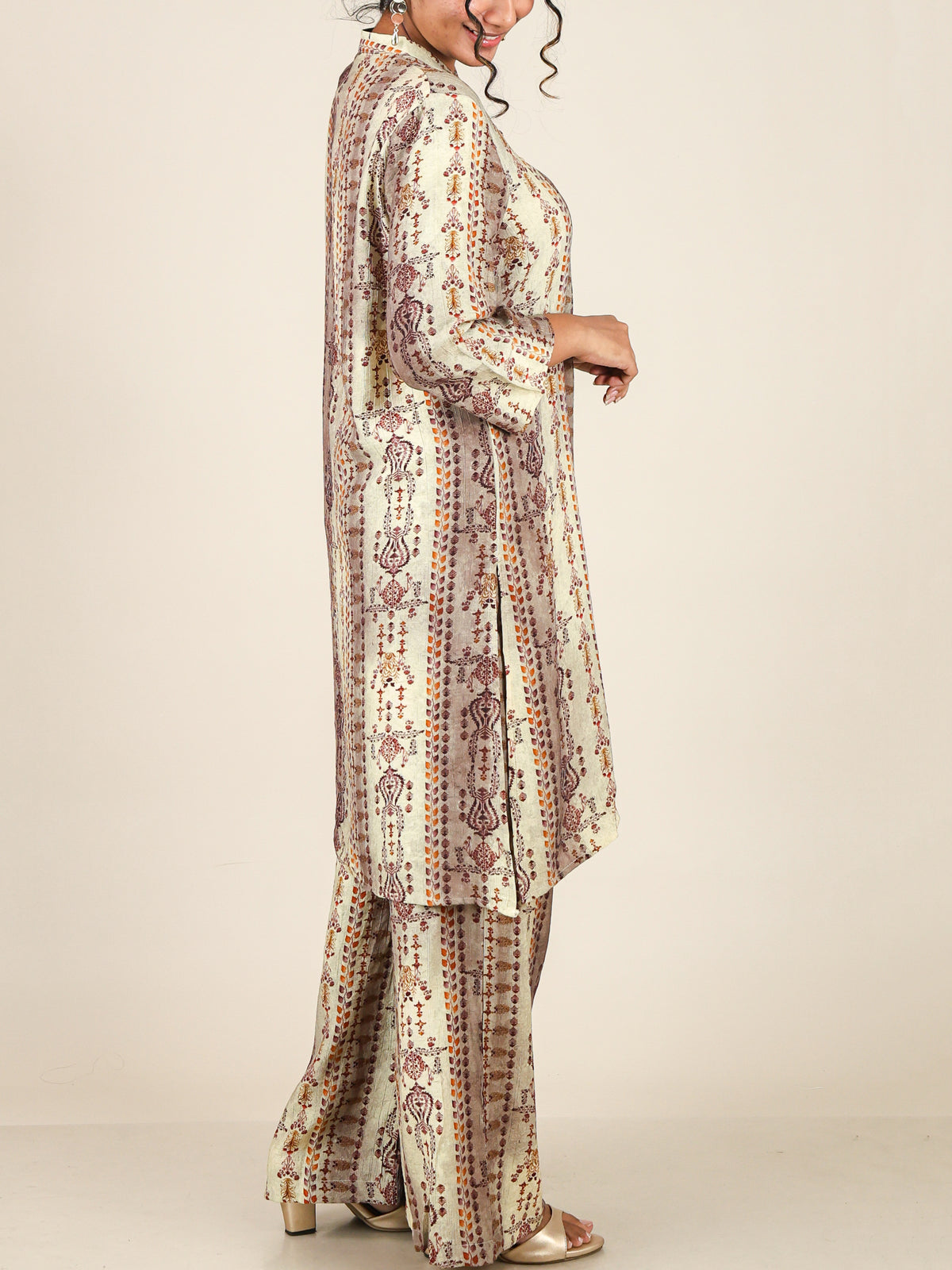 Thalia Sand Beige Ornamental Print Co-Ord Set