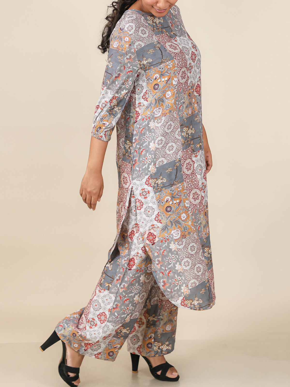 Virelle Dusty Grey Patchwork Co-Ord Set