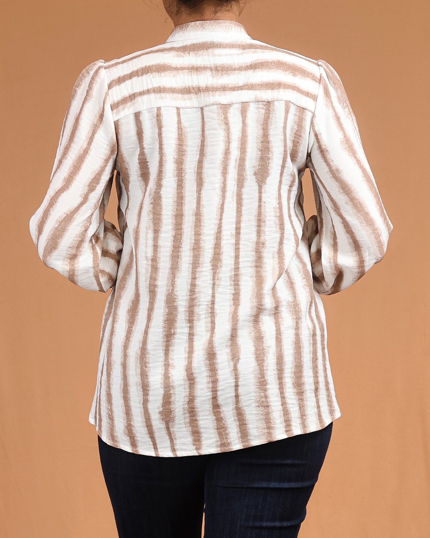 Almond Stripe Button-Down Shirt Dress