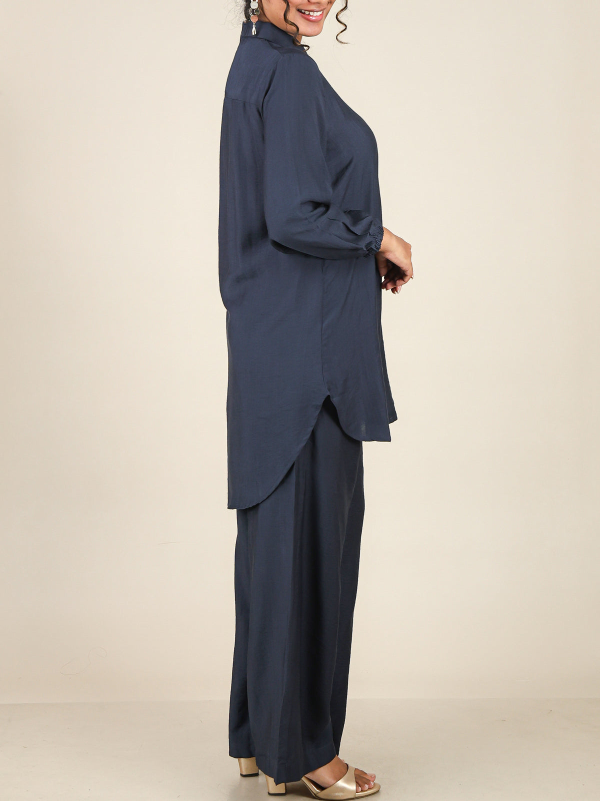 Althea Navy Blue Button Front Co-Ord Set
