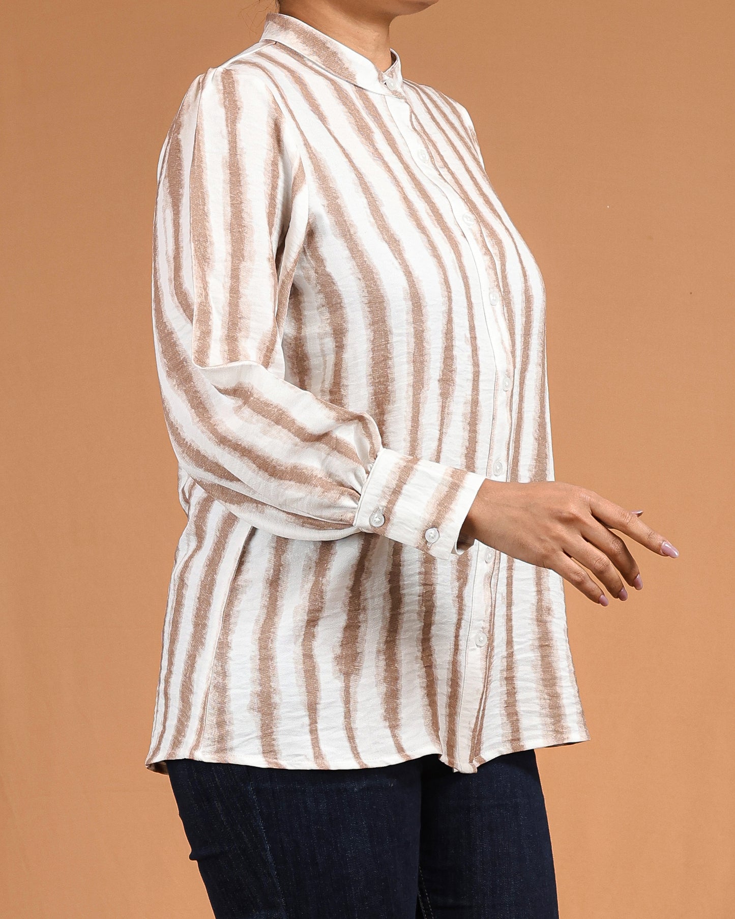 Almond Stripe Button-Down Shirt Dress