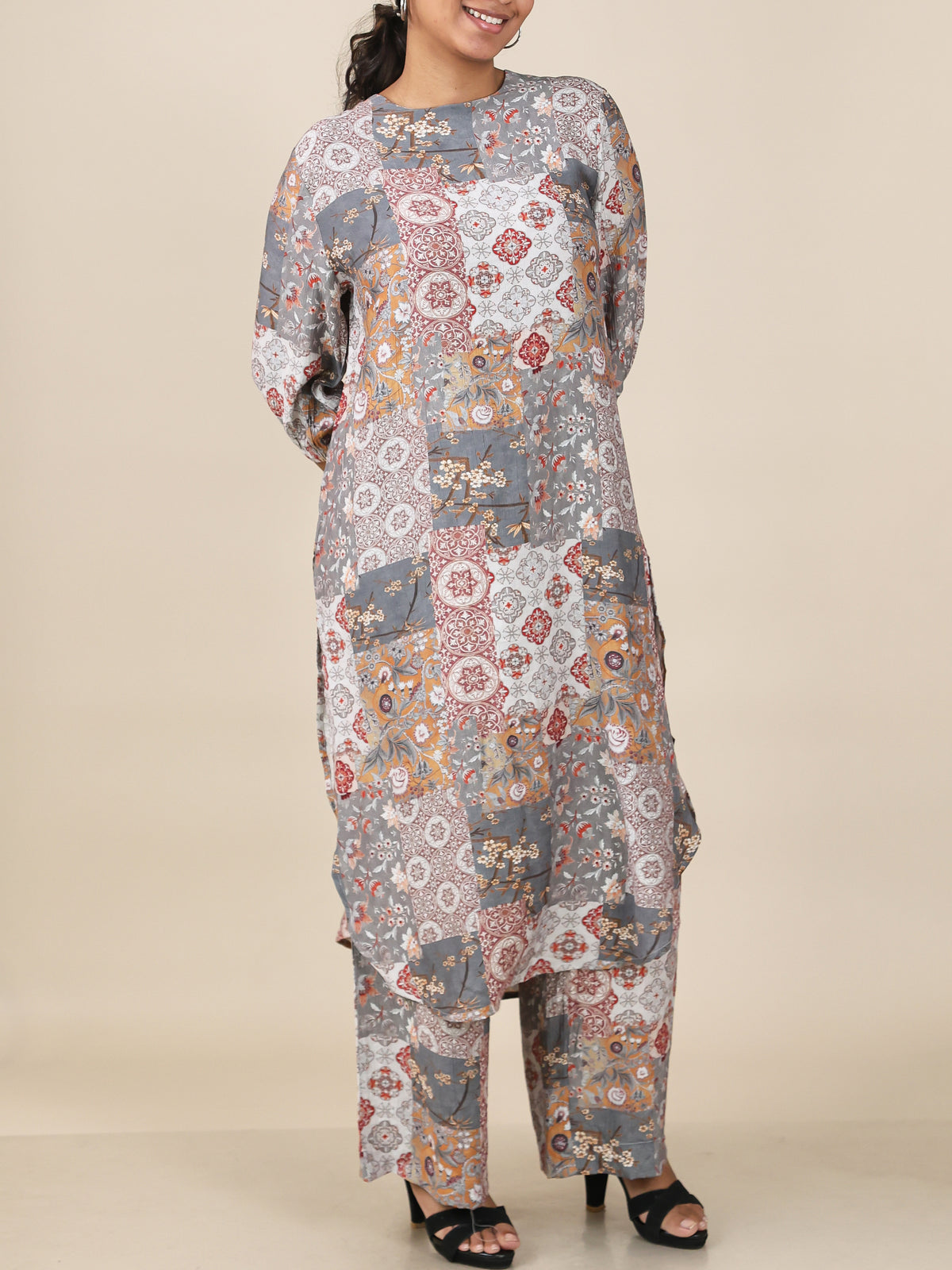 Virelle Dusty Grey Patchwork Co-Ord Set