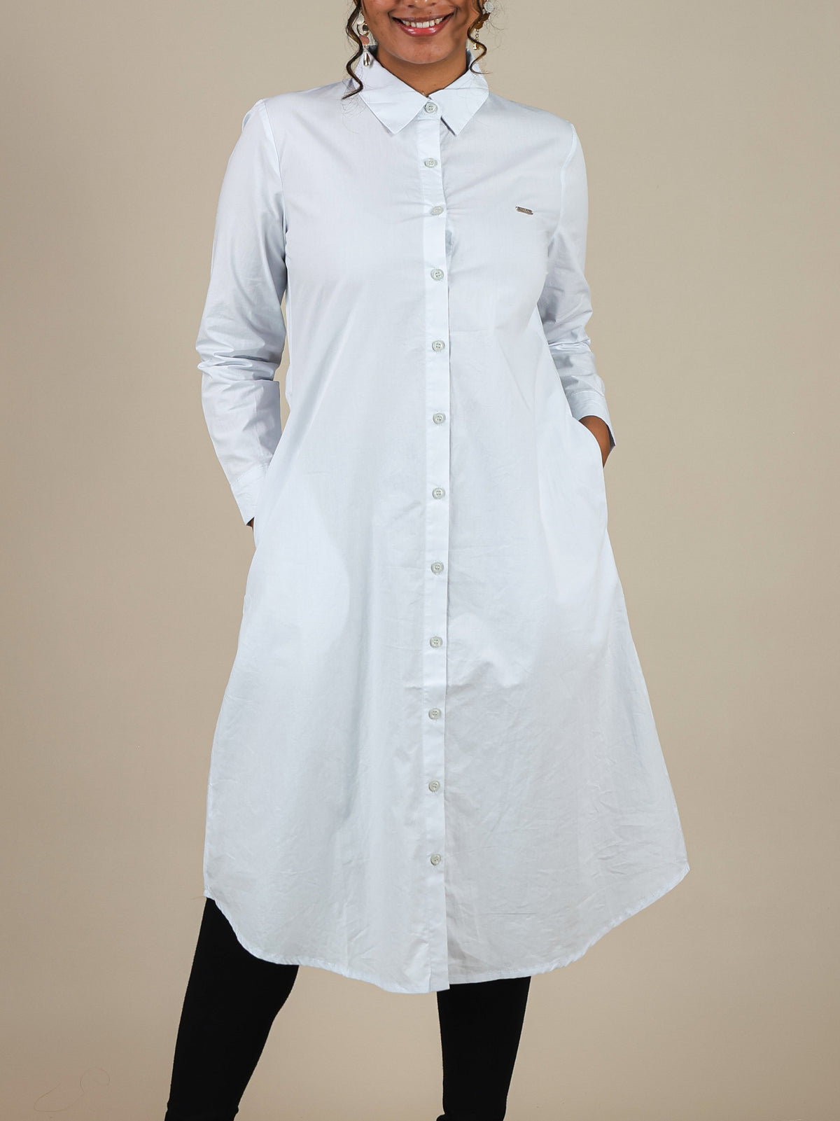 Celestia Baby Blue Button Front Shirt Dress