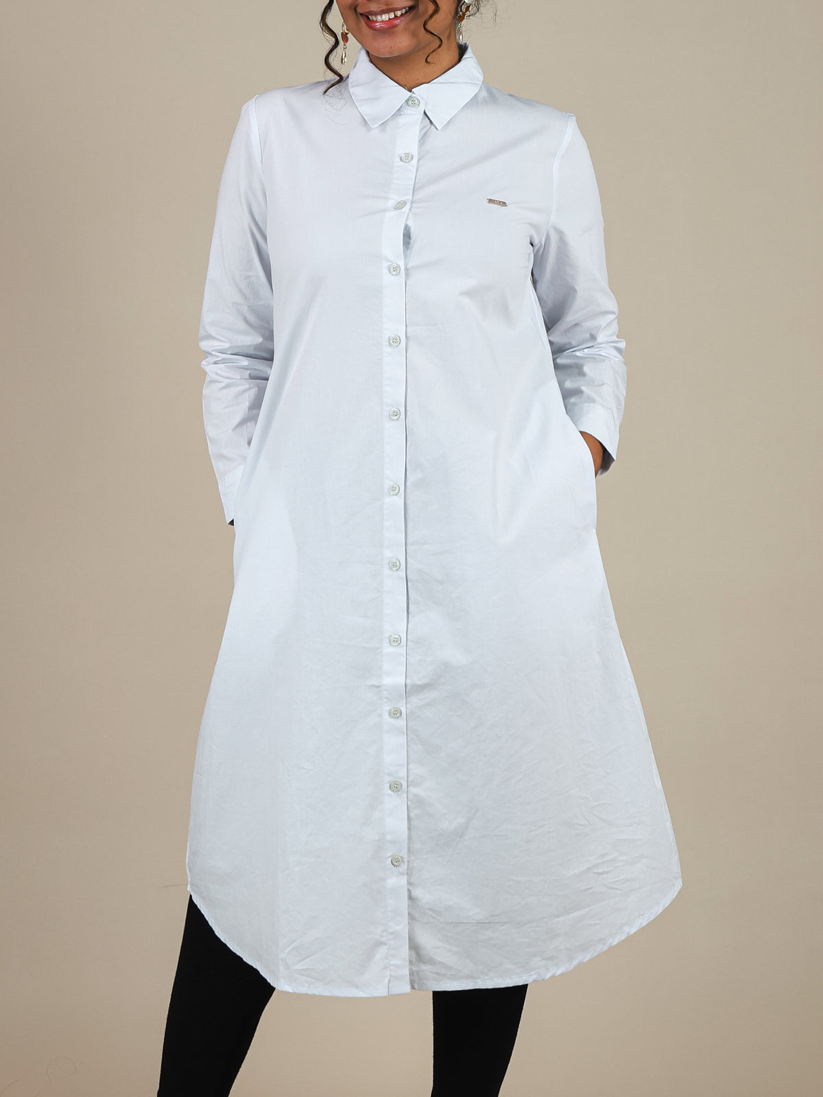 Celestia Baby Blue Button Front Shirt Dress