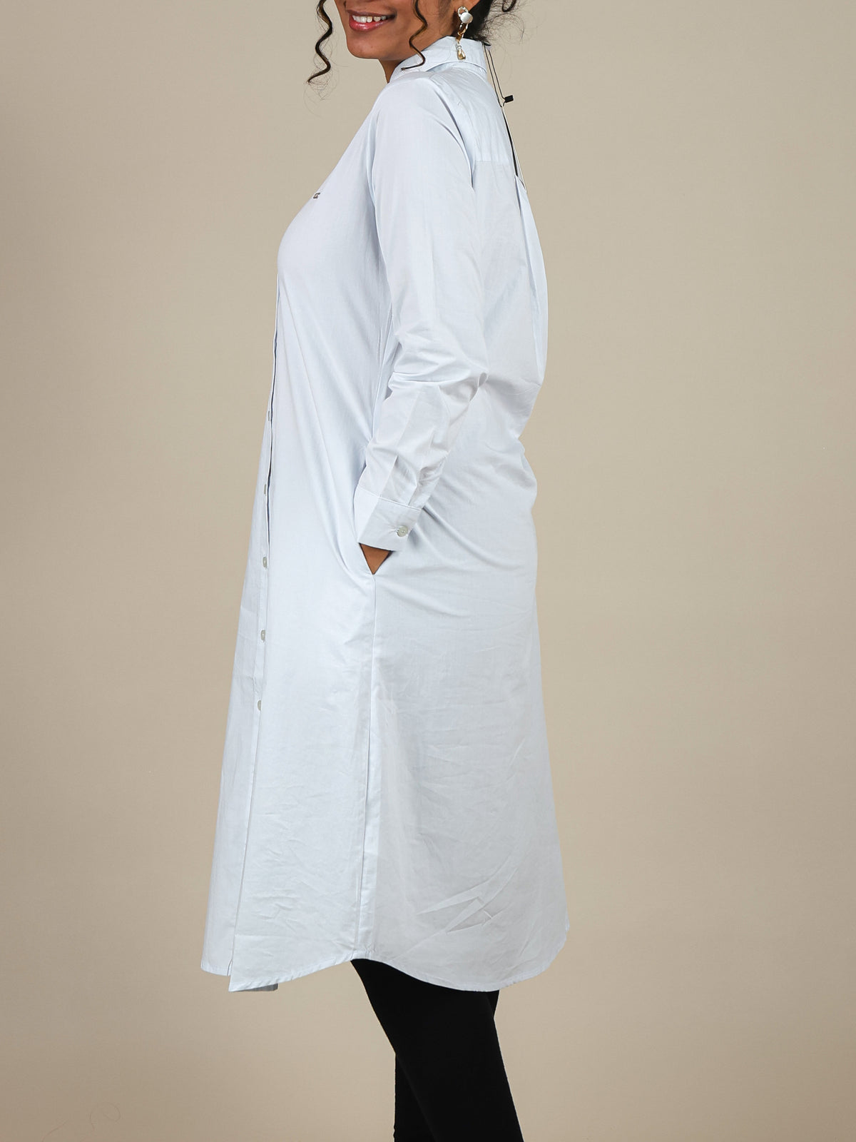 Celestia Baby Blue Button Front Shirt Dress