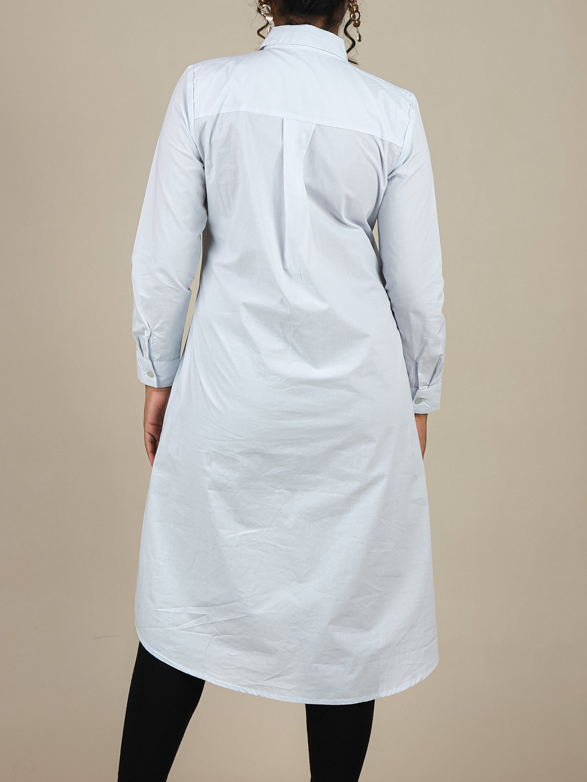 Celestia Baby Blue Button Front Shirt Dress