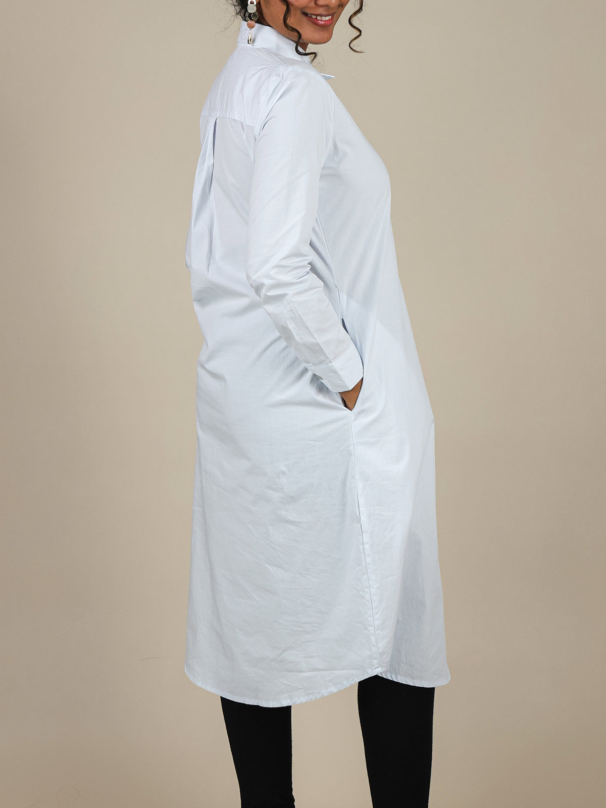 Celestia Baby Blue Button Front Shirt Dress