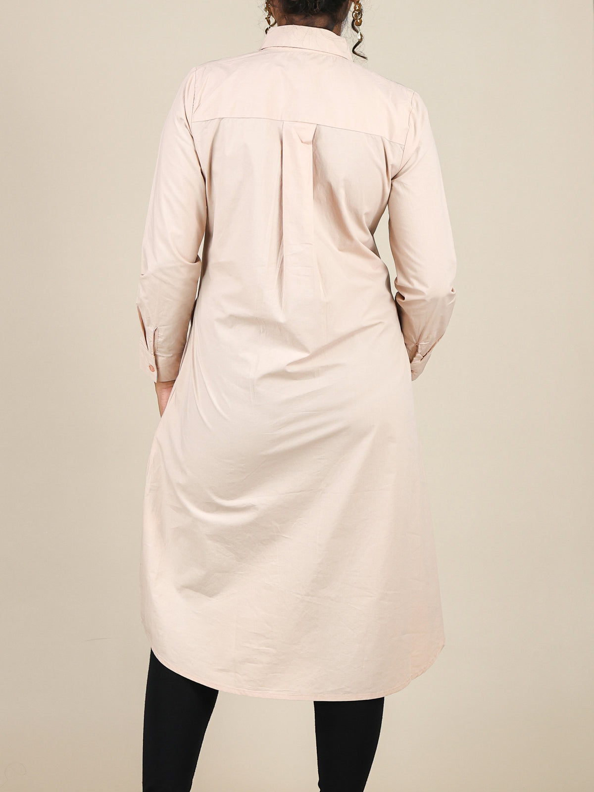 Celestia Light Peach Button Front Shirt Dress