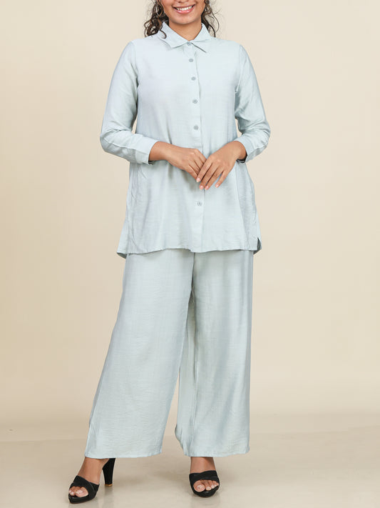 Liora Mist Blue Button Front Co-Ord Set