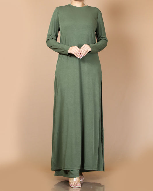 Serene Olive Knitted Gown