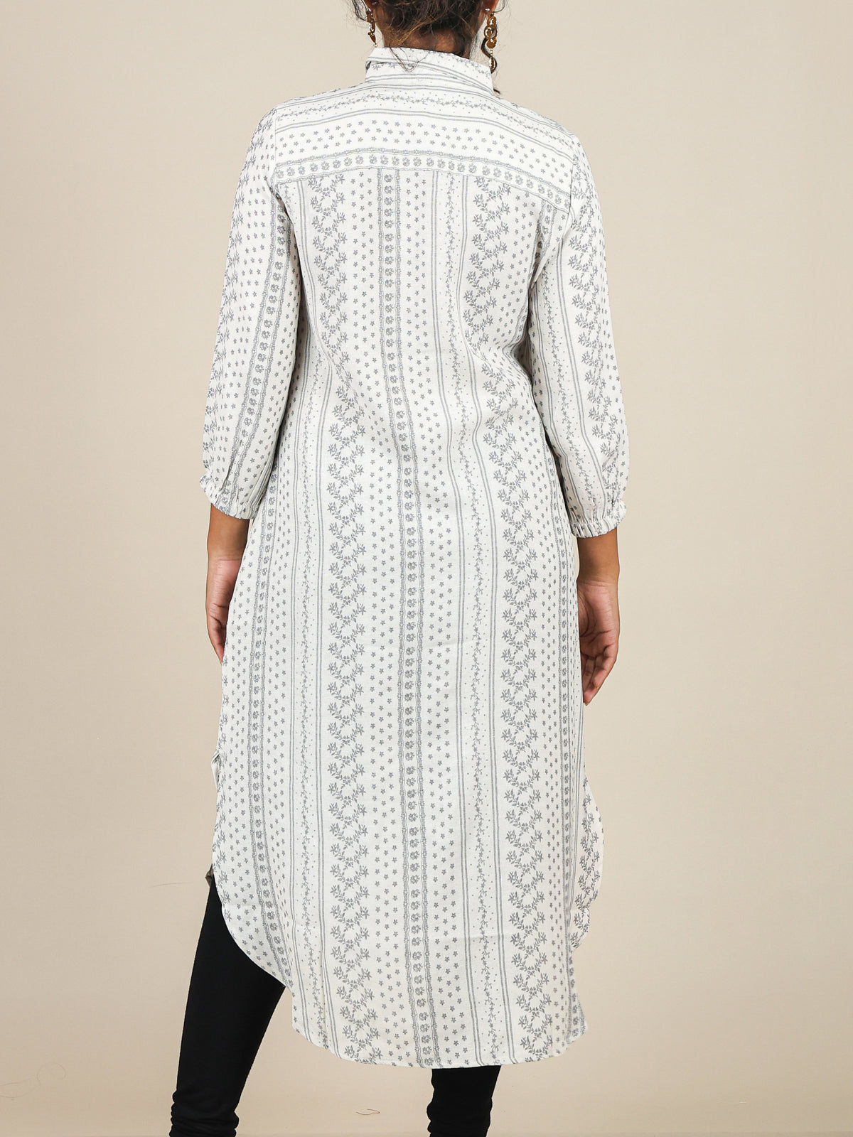 Isadora Ivory Grey Floral Stripe Midi