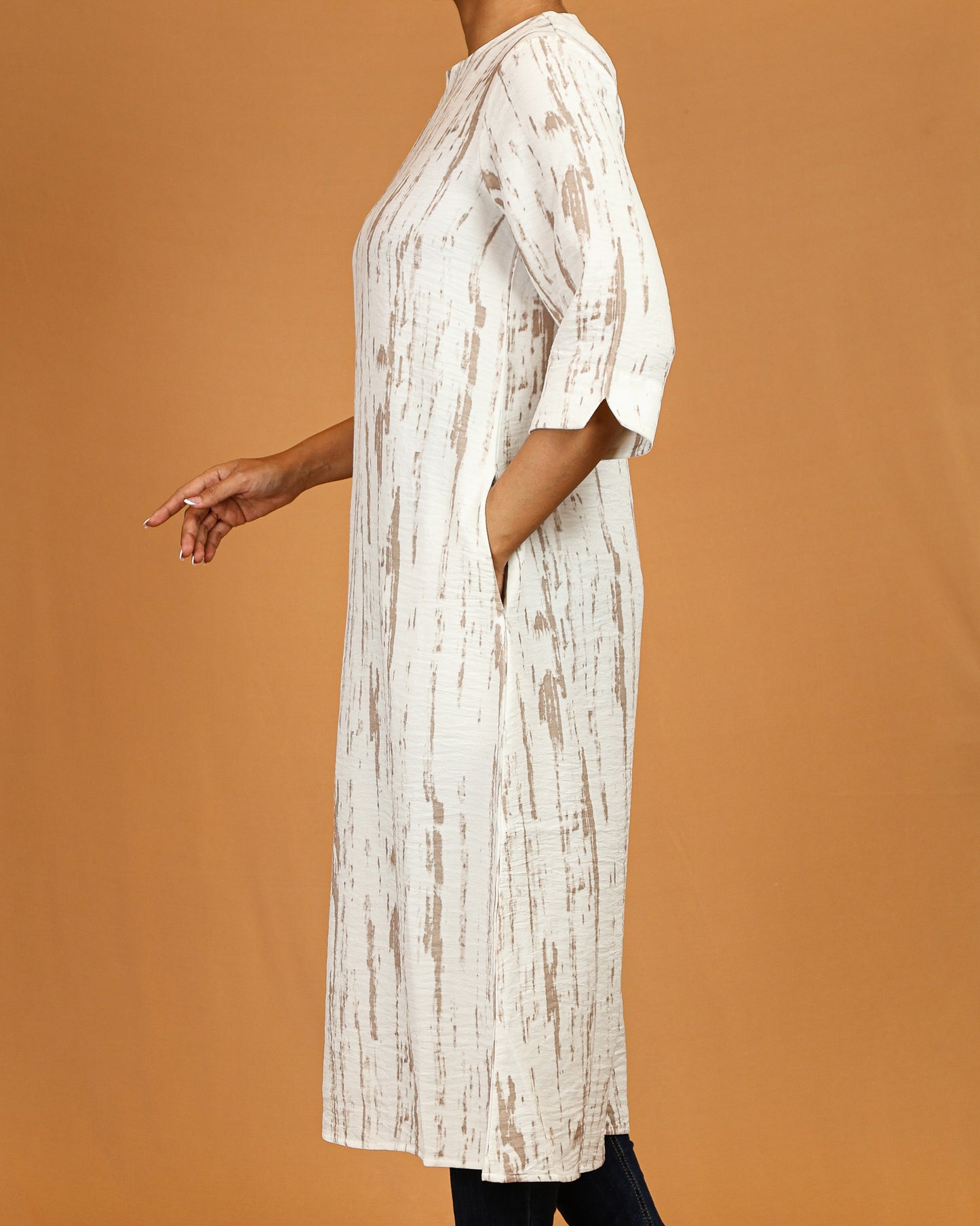 Ivory Textured Midi Dress