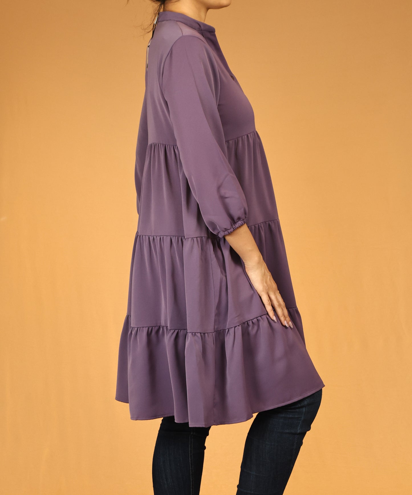 Plum Tiered Long Tunic Dress