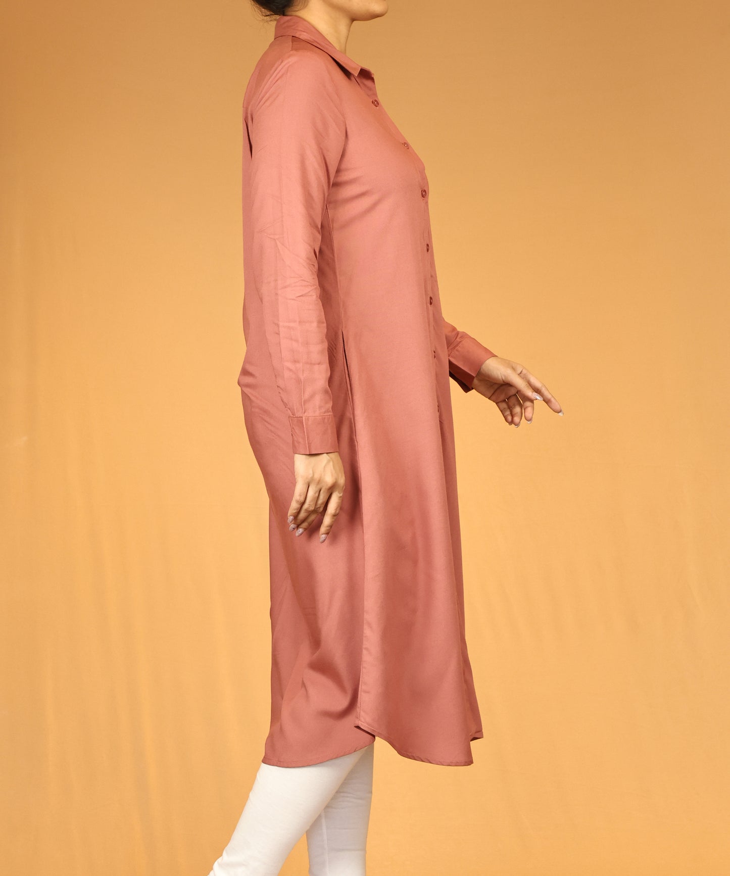 Rosewood Button-Down Long Shirt Dress