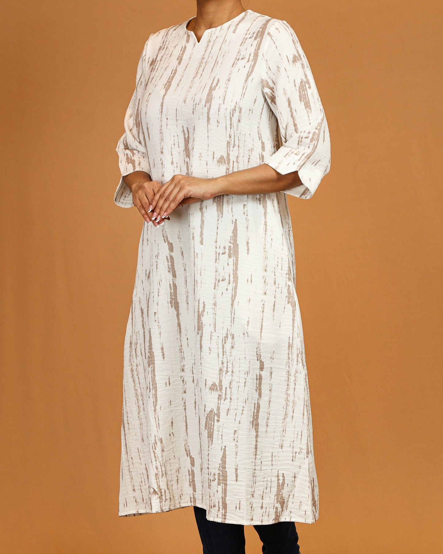 Ivory Textured Midi Dress