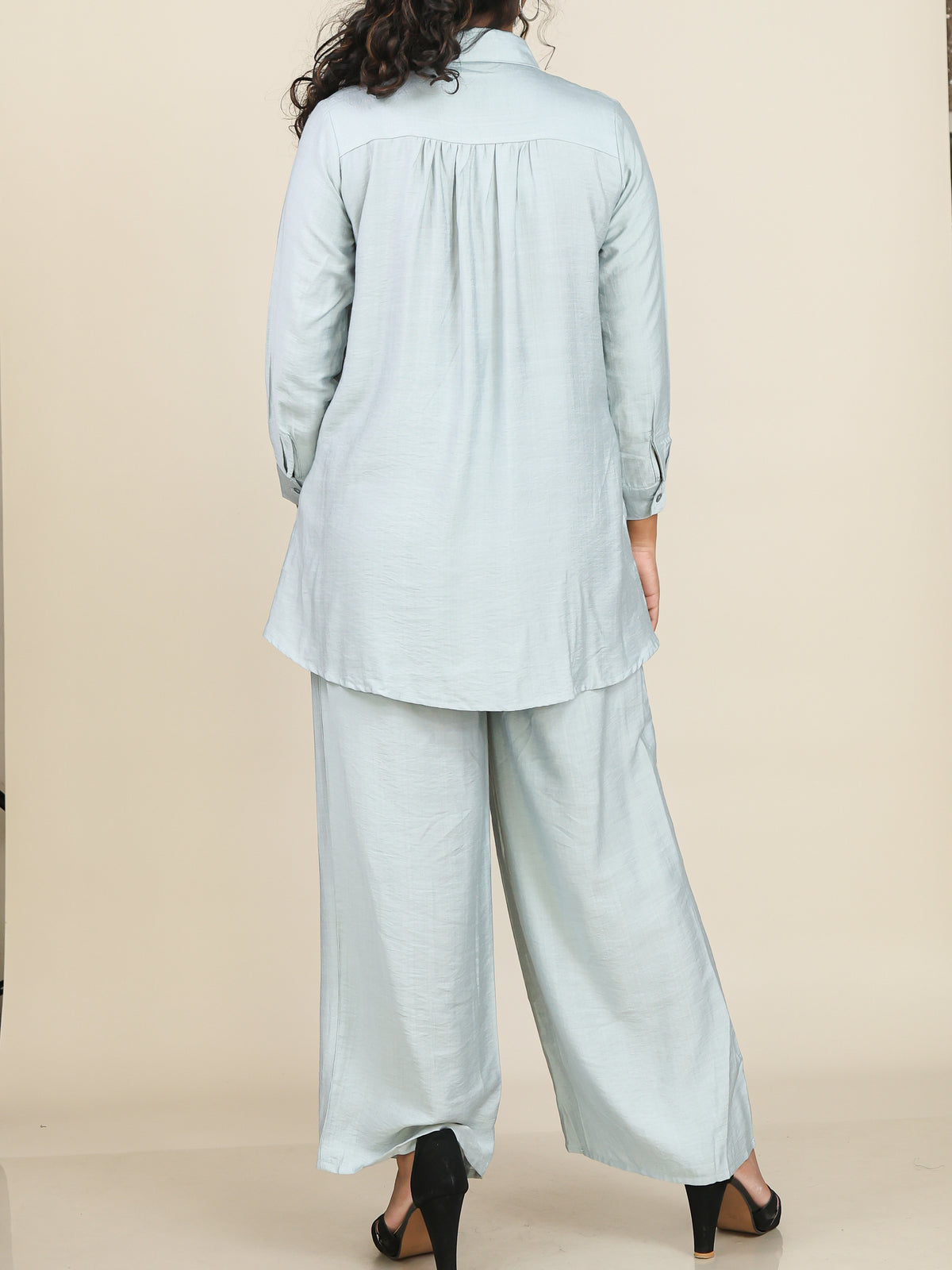 Liora Mist Blue Button Front Co-Ord Set