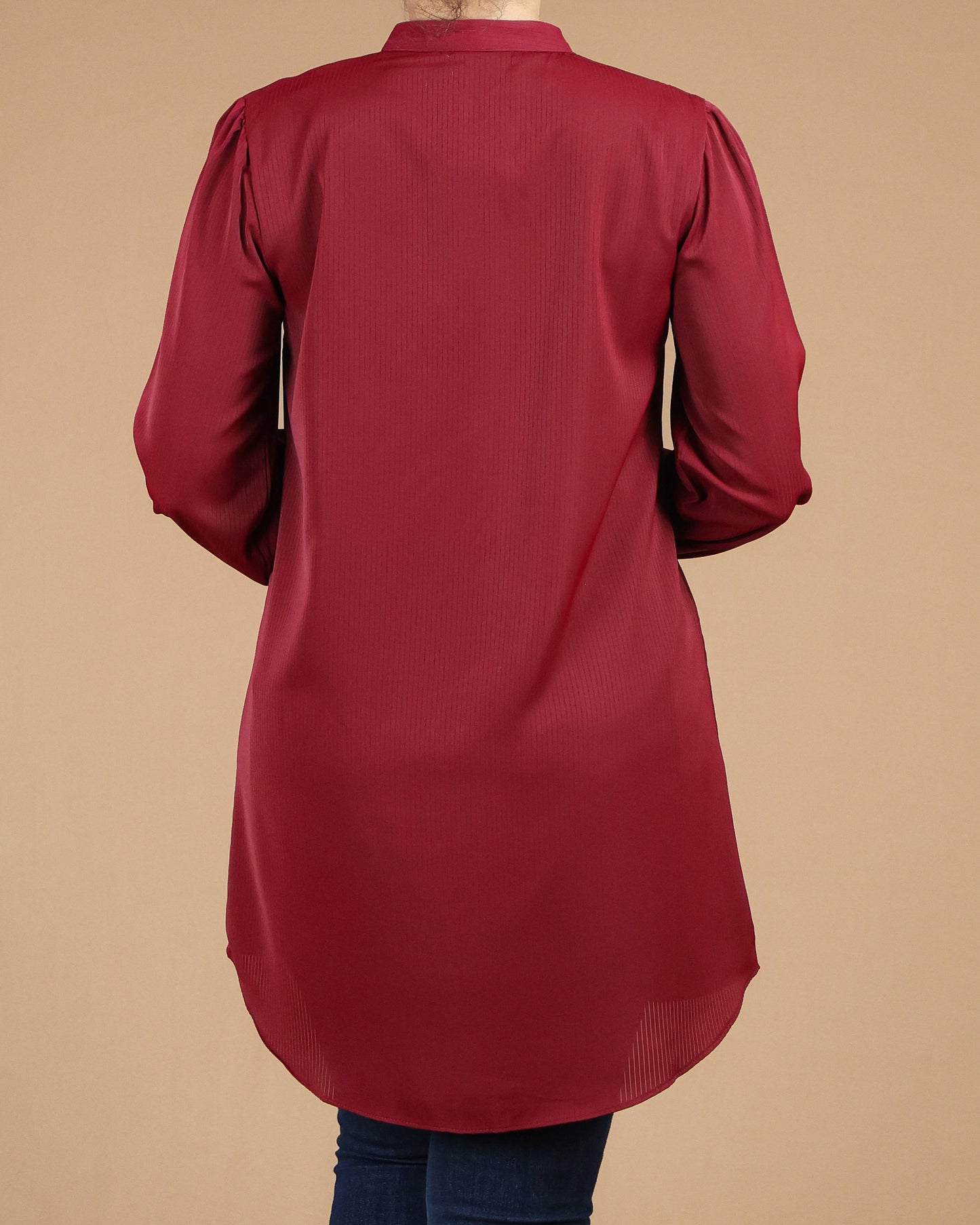 Minimalist High-Neck Long Sleeve Tunic Dress