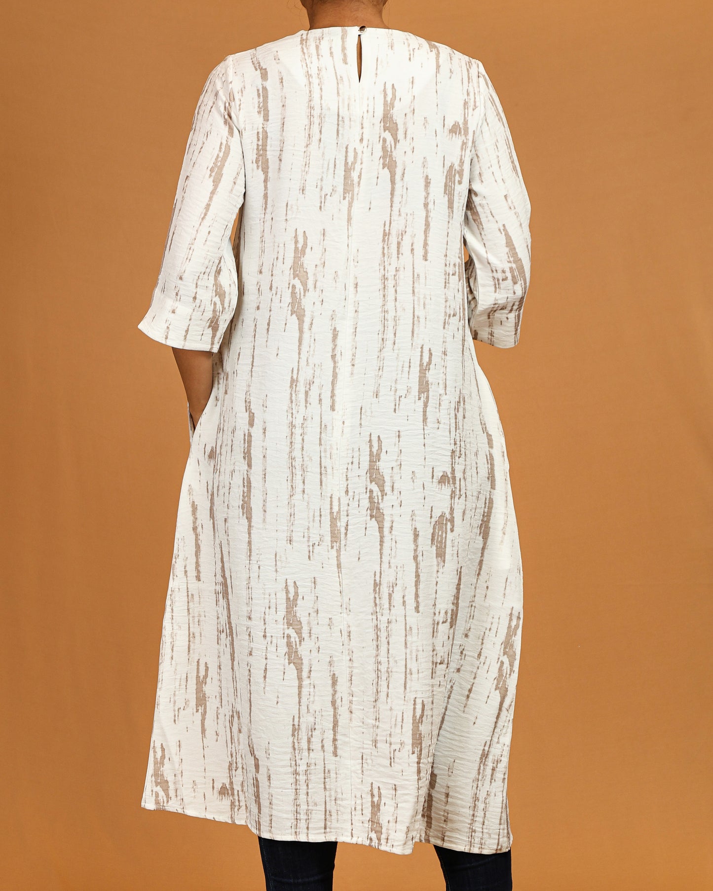 Ivory Textured Midi Dress
