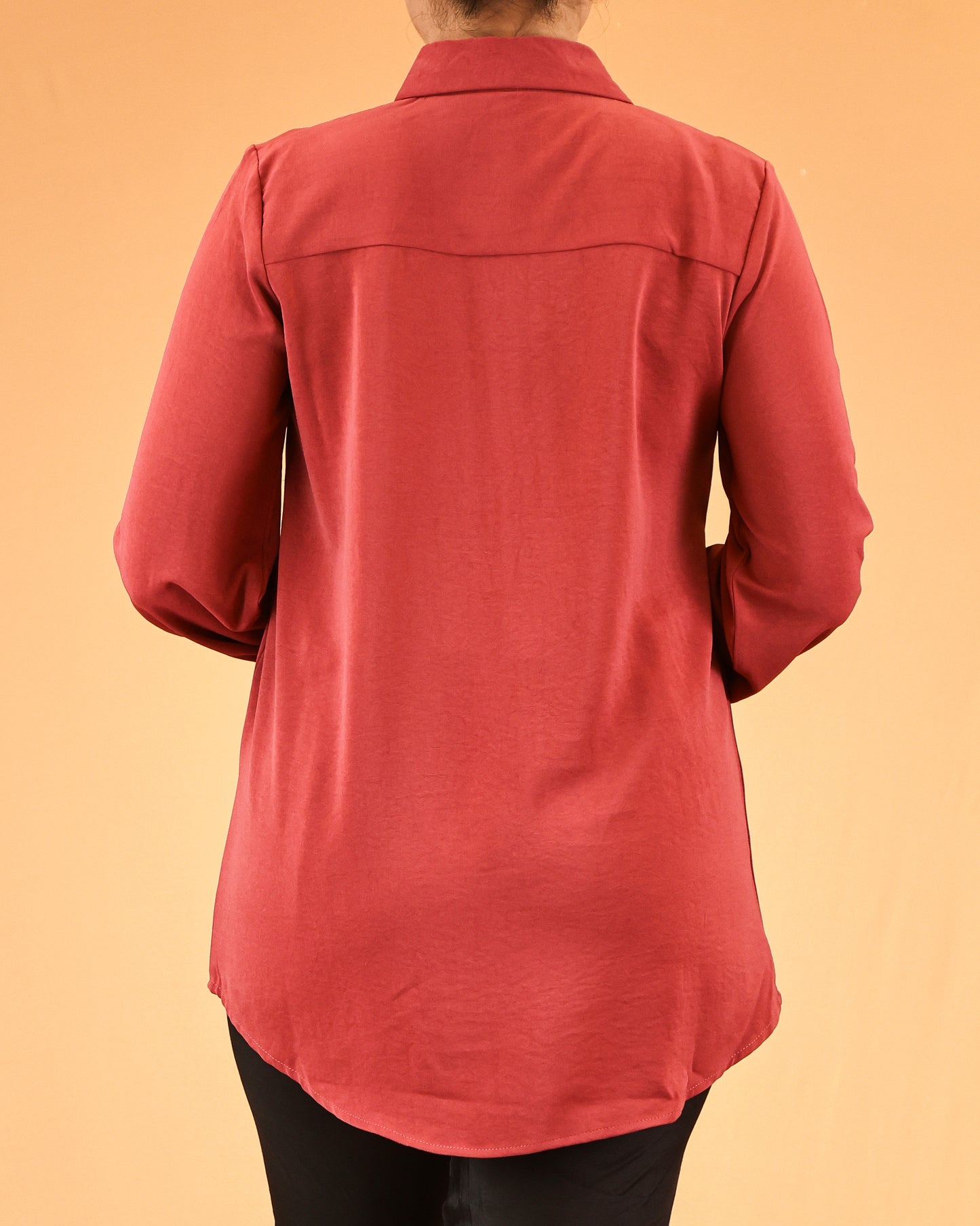 Deep Maroon Buttoned Shirt Dress