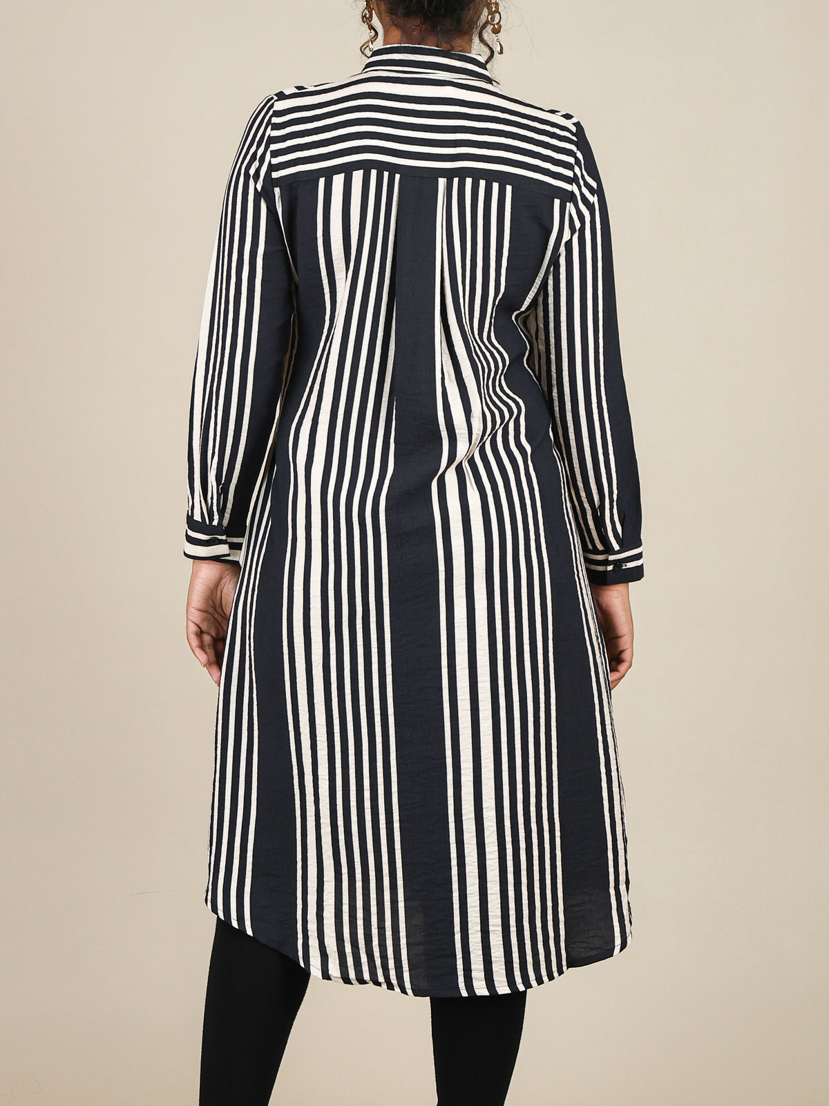 Elara Black Stripe Button Front Top