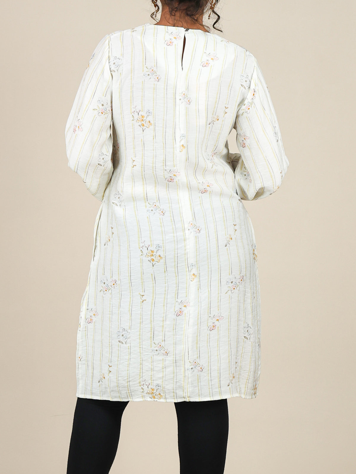 Fiora Ivory Yellow Floral Stripe Top