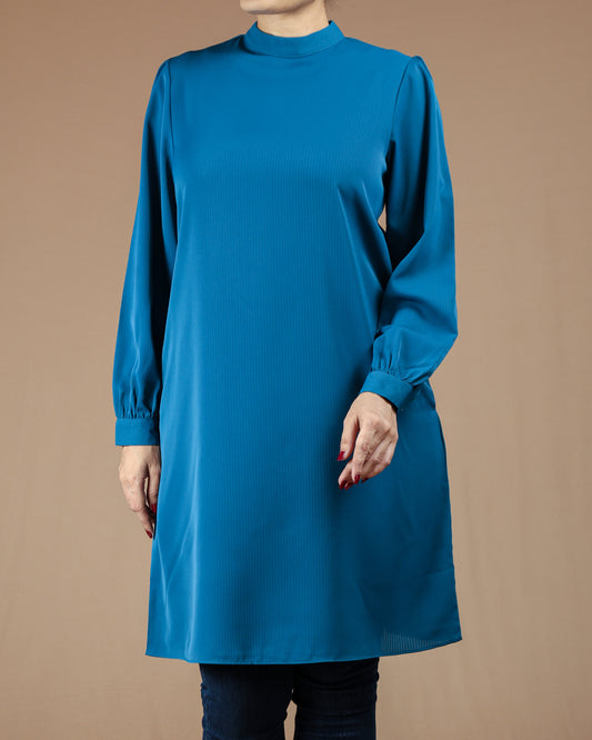 Minimalist High-Neck Long Sleeve Tunic Dress
