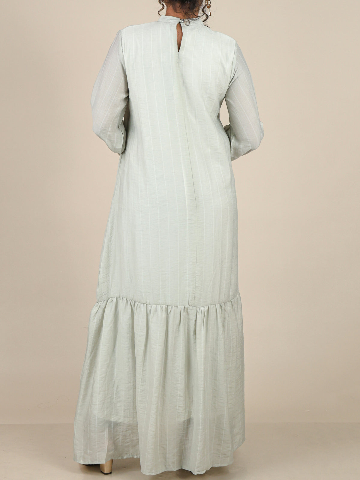 Evelisse Mist Sage Striped Tiered Abaya