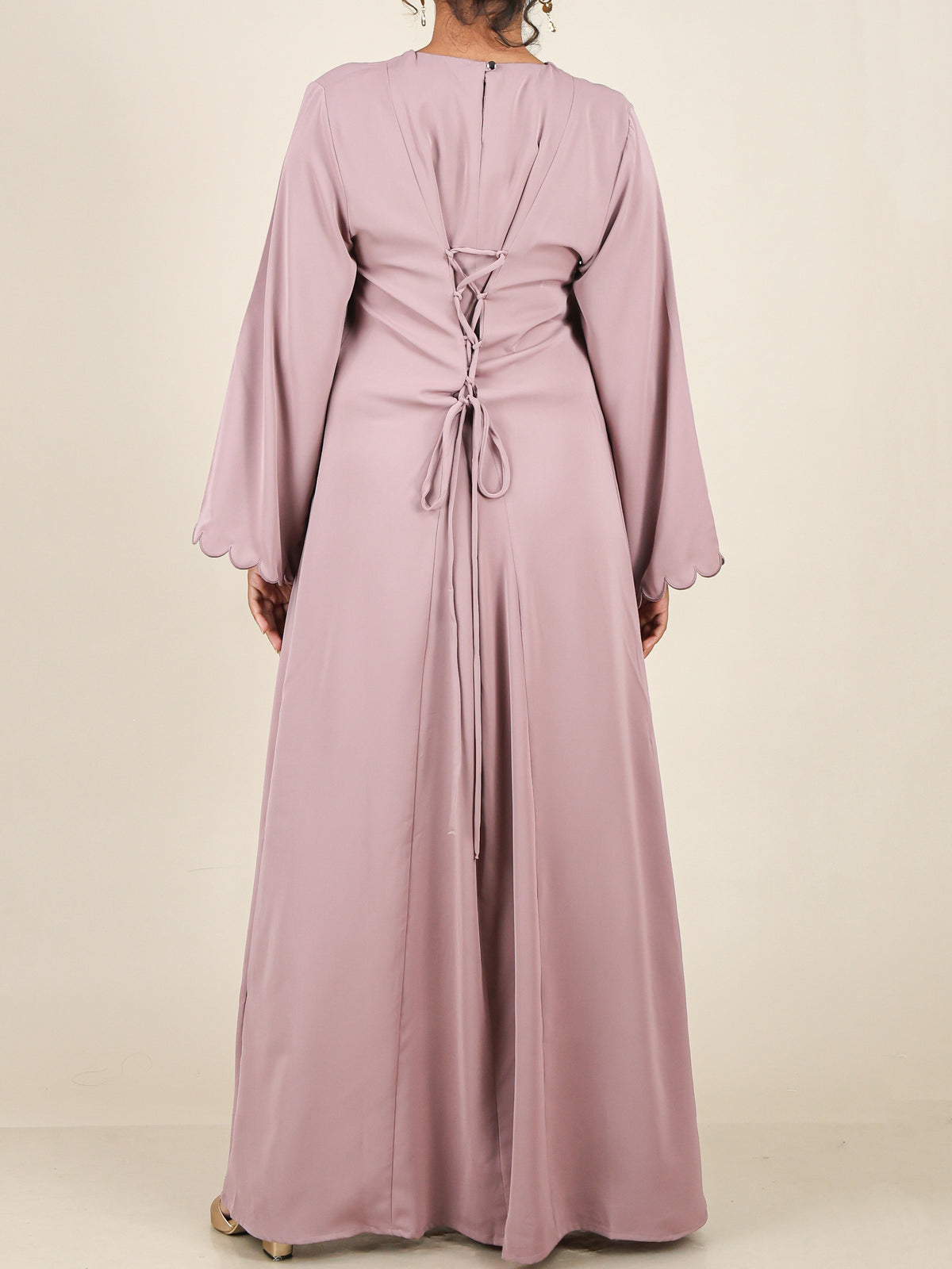 Estelle Dusty Mauve Scalloped Sleeve Abaya