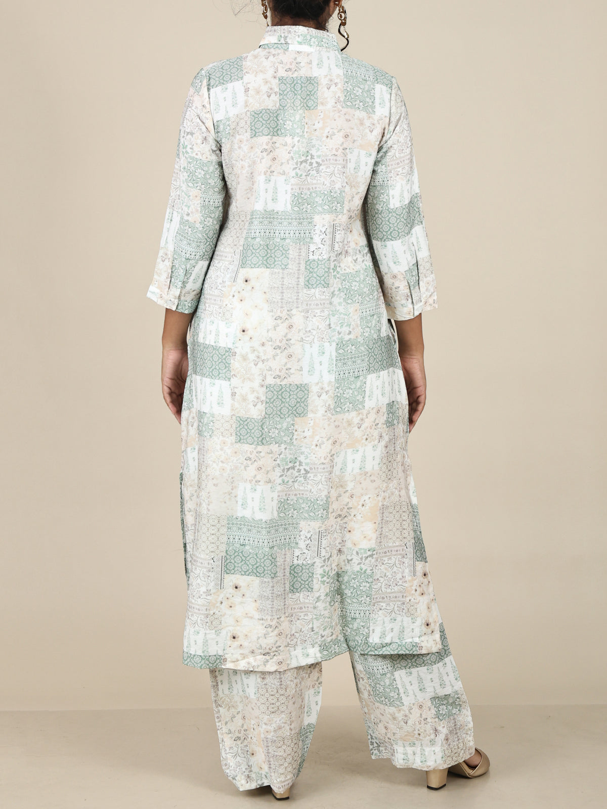 Aurette Sage Green Patchwork Print Co-Ord Set