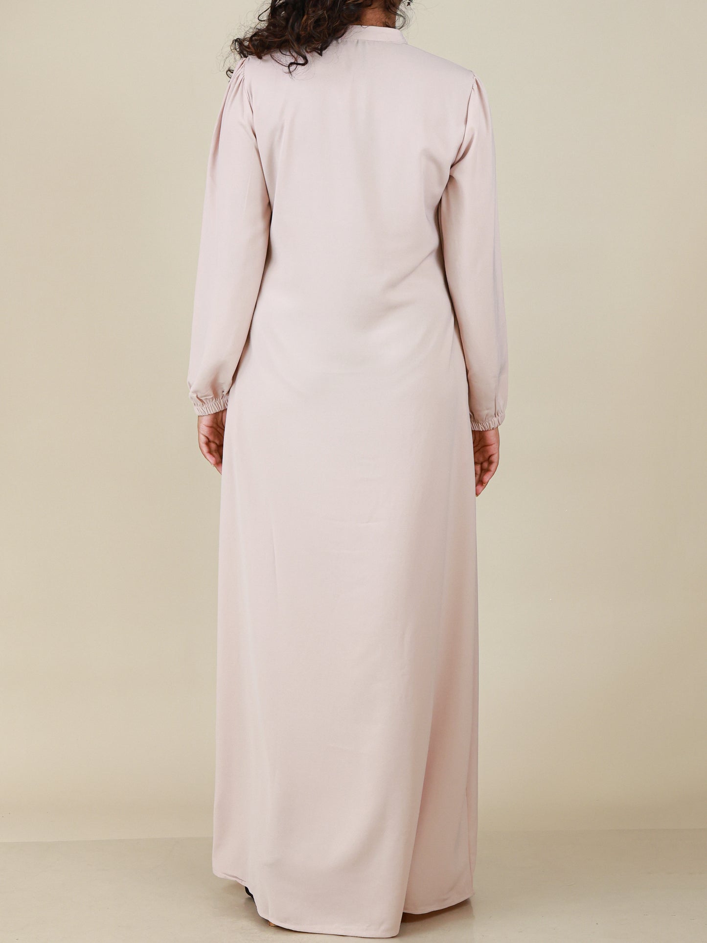 Elara Blush Button Detail Abaya