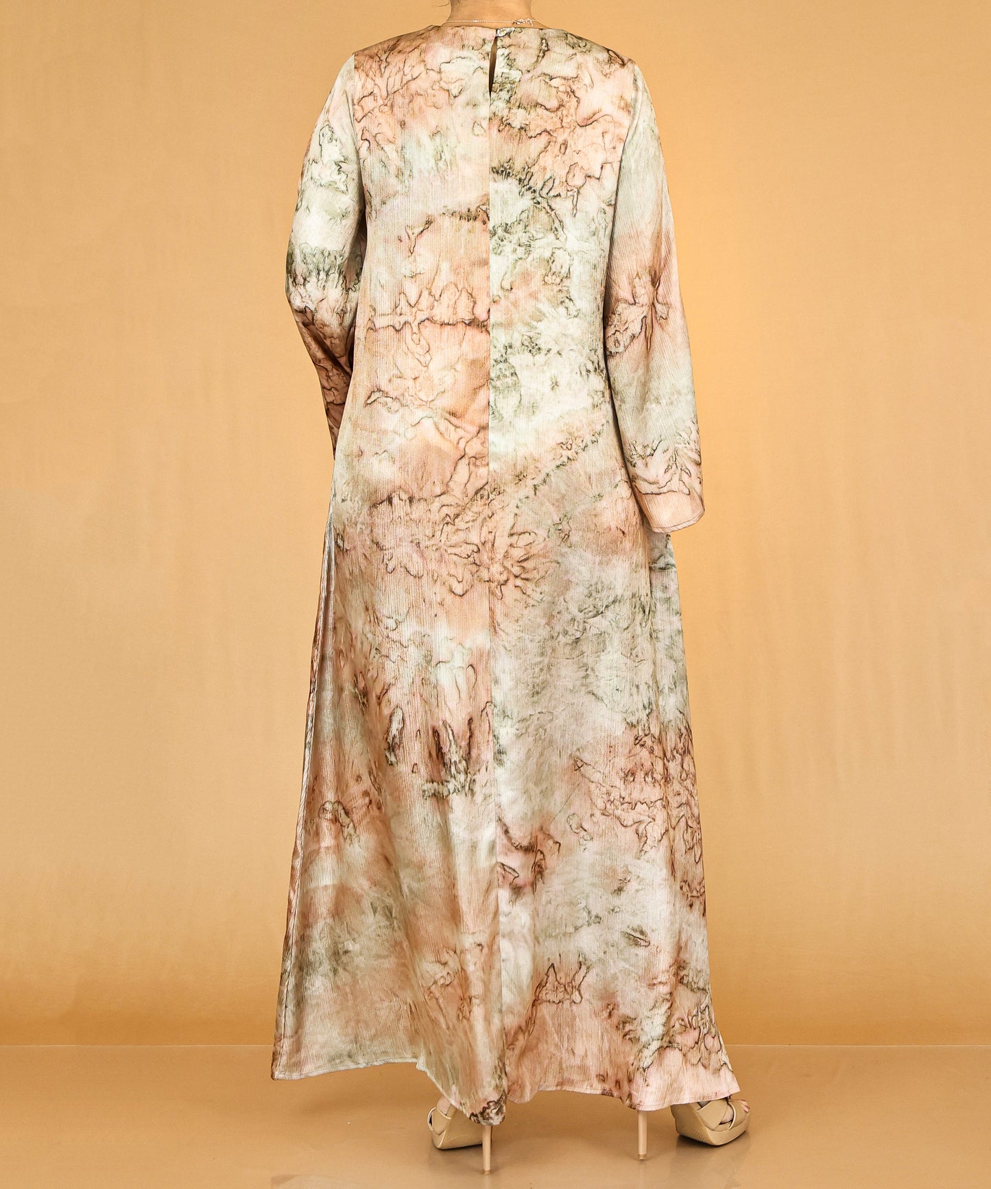 Marble Print Flow Abaya with Relaxed Sleeves