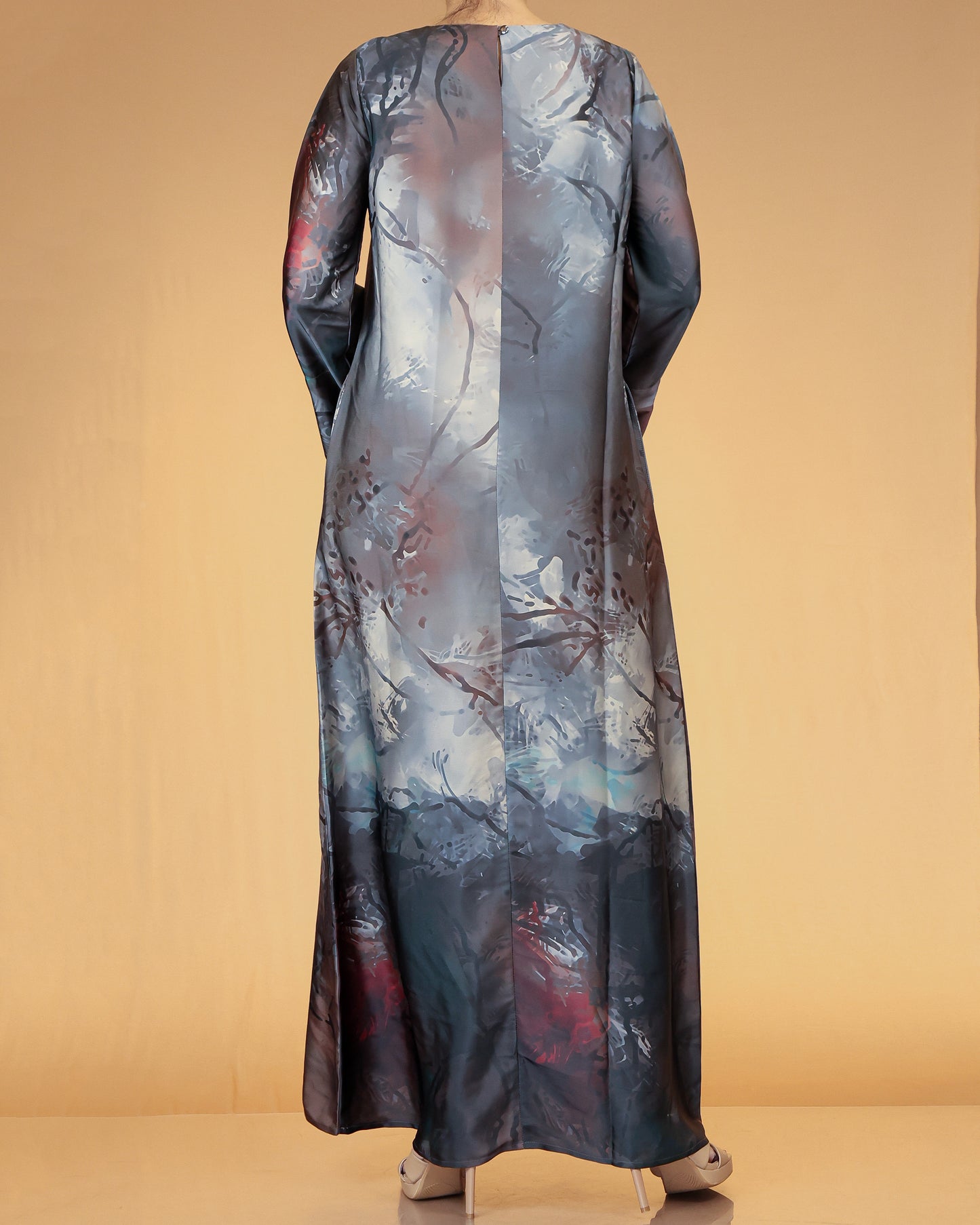 Midnight Blue Smoke Print Long Maxi Abaya