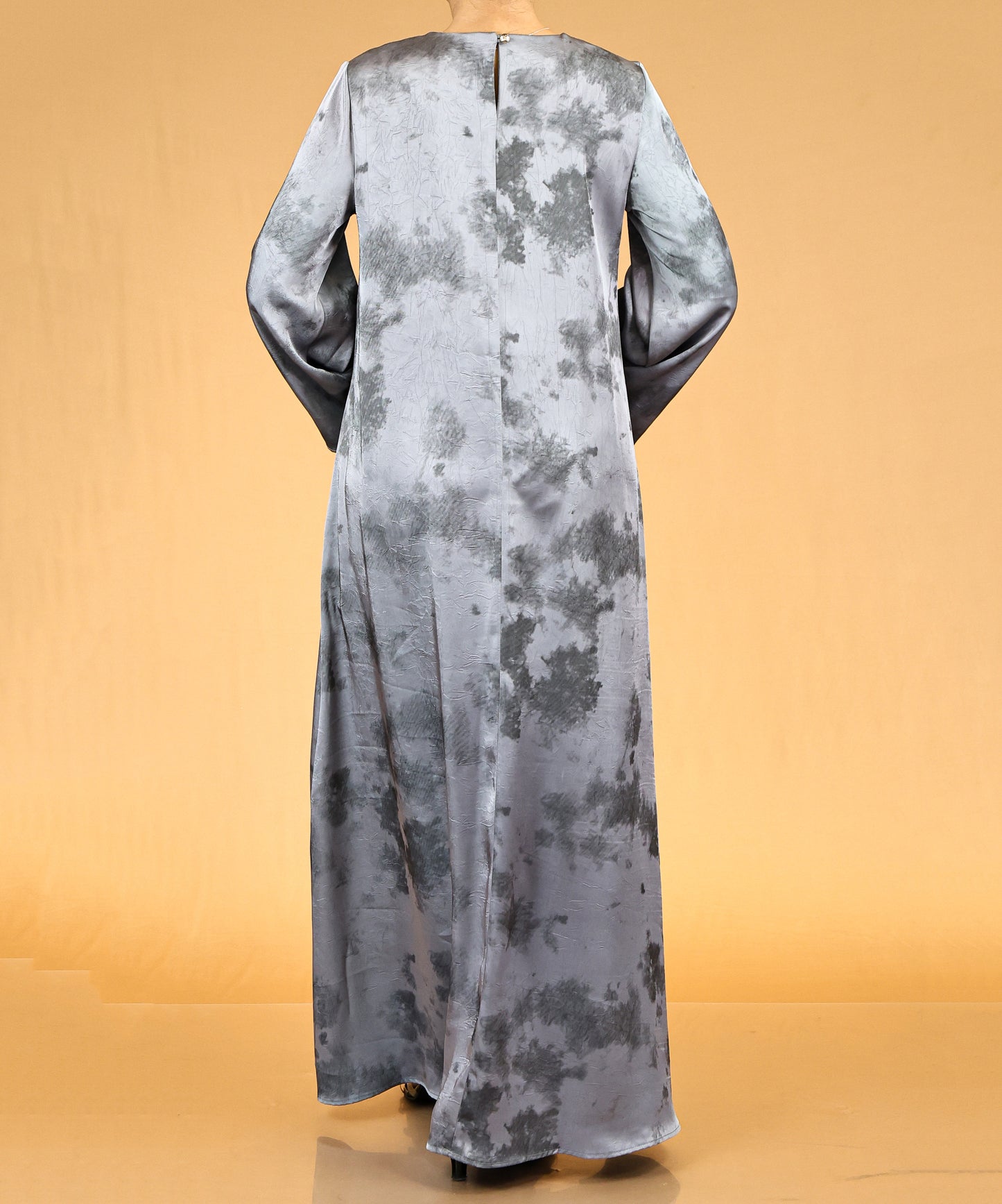 Smoky Grey Flared-Sleeve Modest Abaya