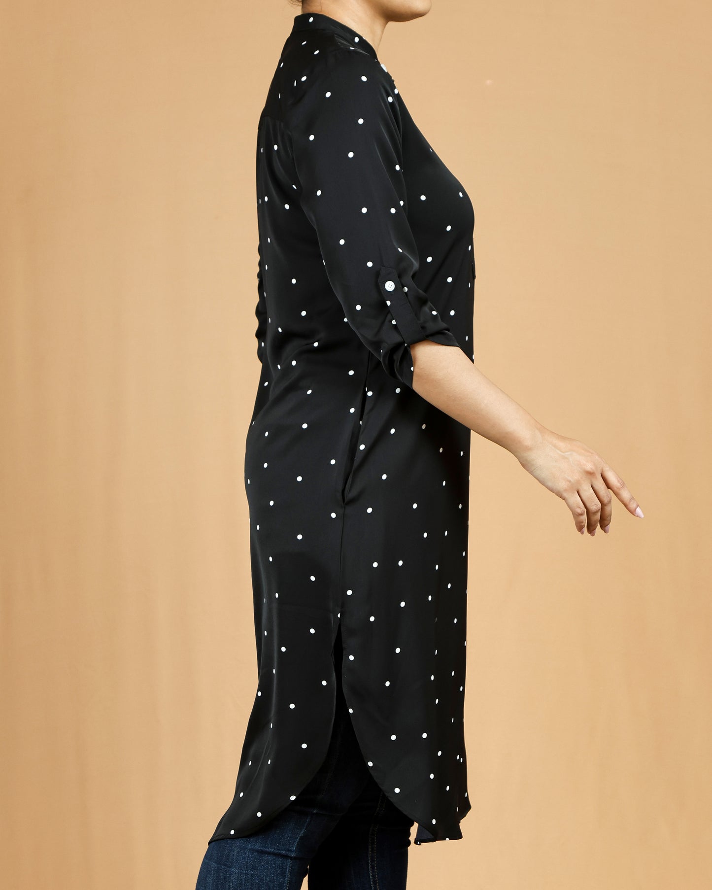 Midnight Polka Mandarin Midi Top