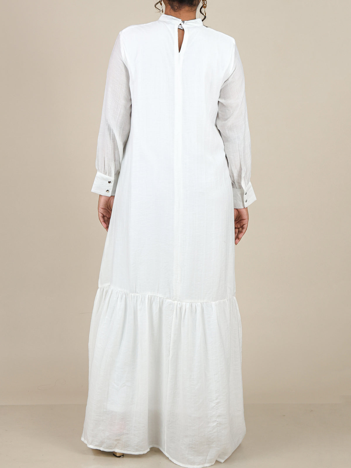 Evelisse White Striped Tiered Abaya