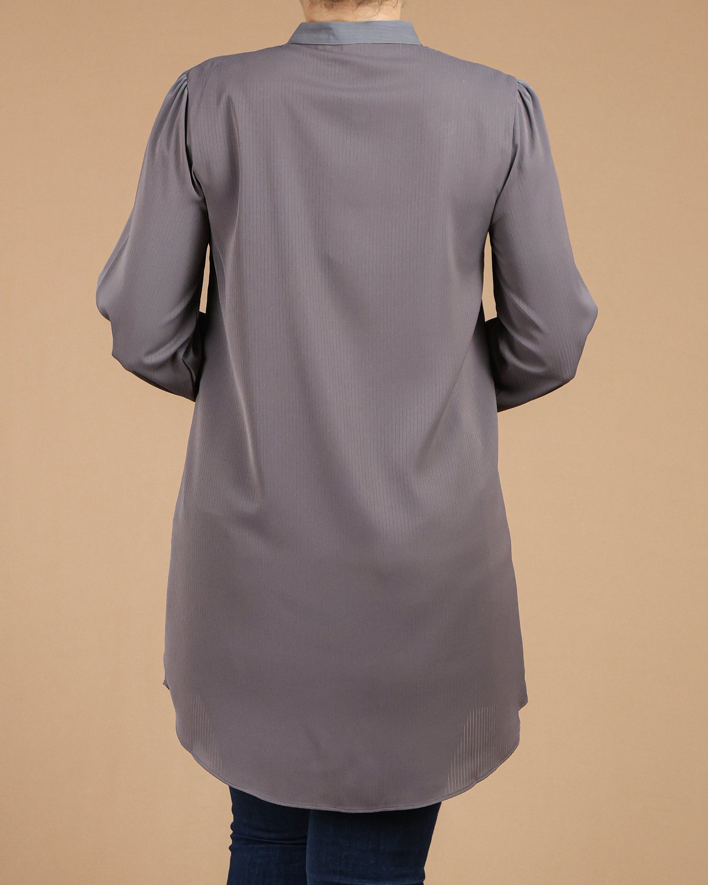 Minimalist High-Neck Long Sleeve Tunic Dress