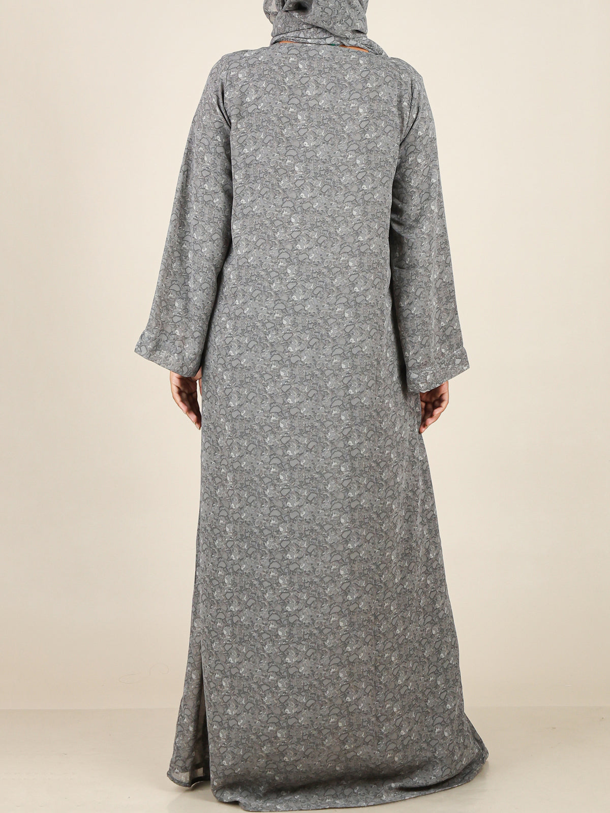 Veyra Slate Grey Textured Print Abaya