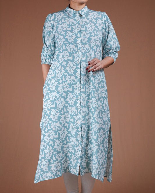 Floral Button-Down Midi Shirt Dress