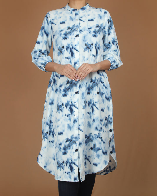 Blue Batik Polycotton Long Shirt