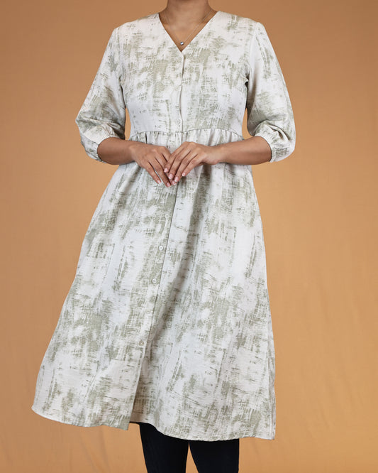 Sage Mist Button-Front Long Top