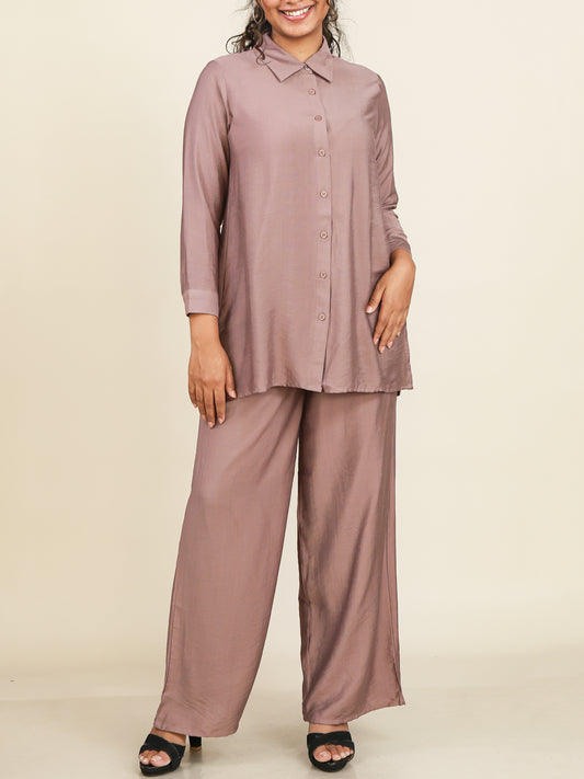 Liora Dusty Mocha Button Front Co-Ord Set