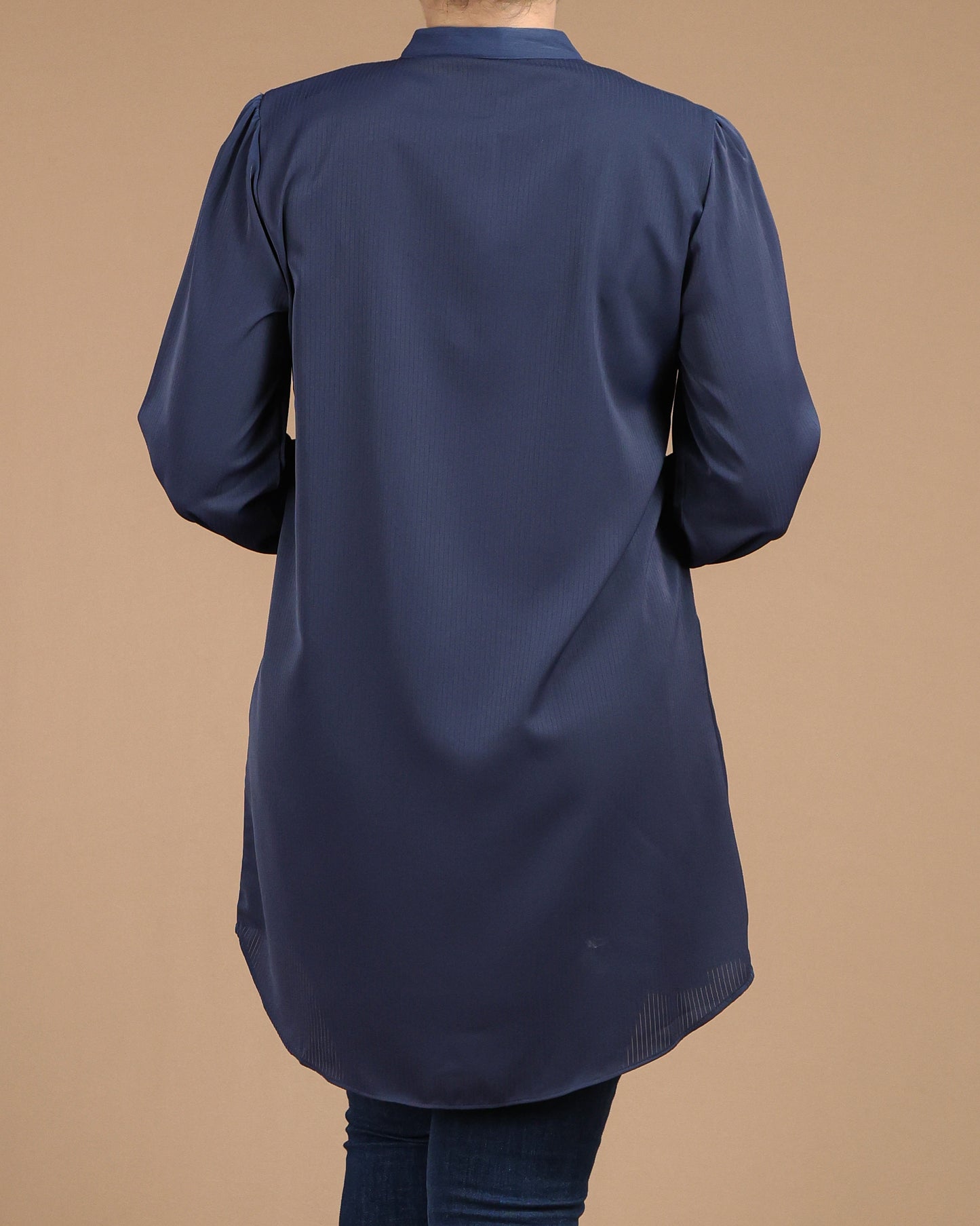 Minimalist High-Neck Long Sleeve Tunic Dress