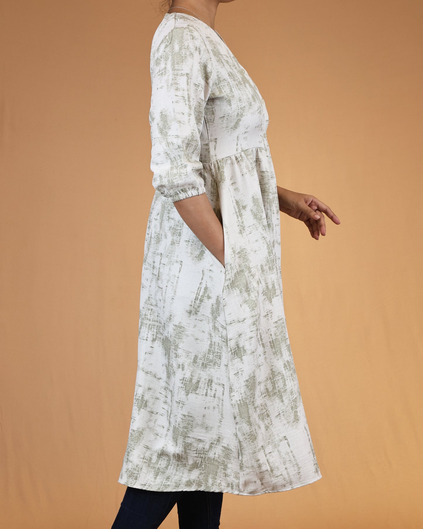 Sage Mist Button-Front Long Top