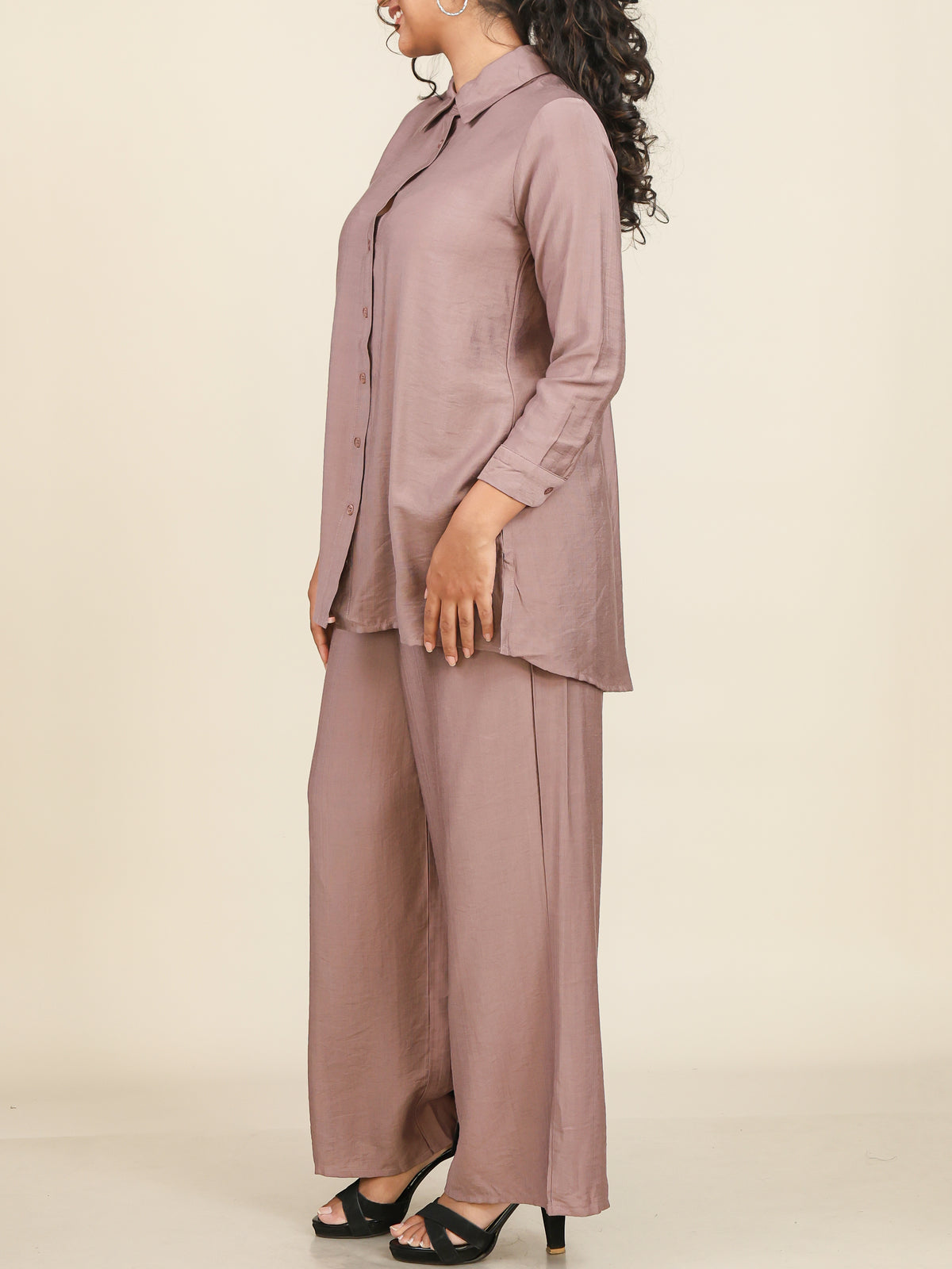 Liora Dusty Mocha Button Front Co-Ord Set